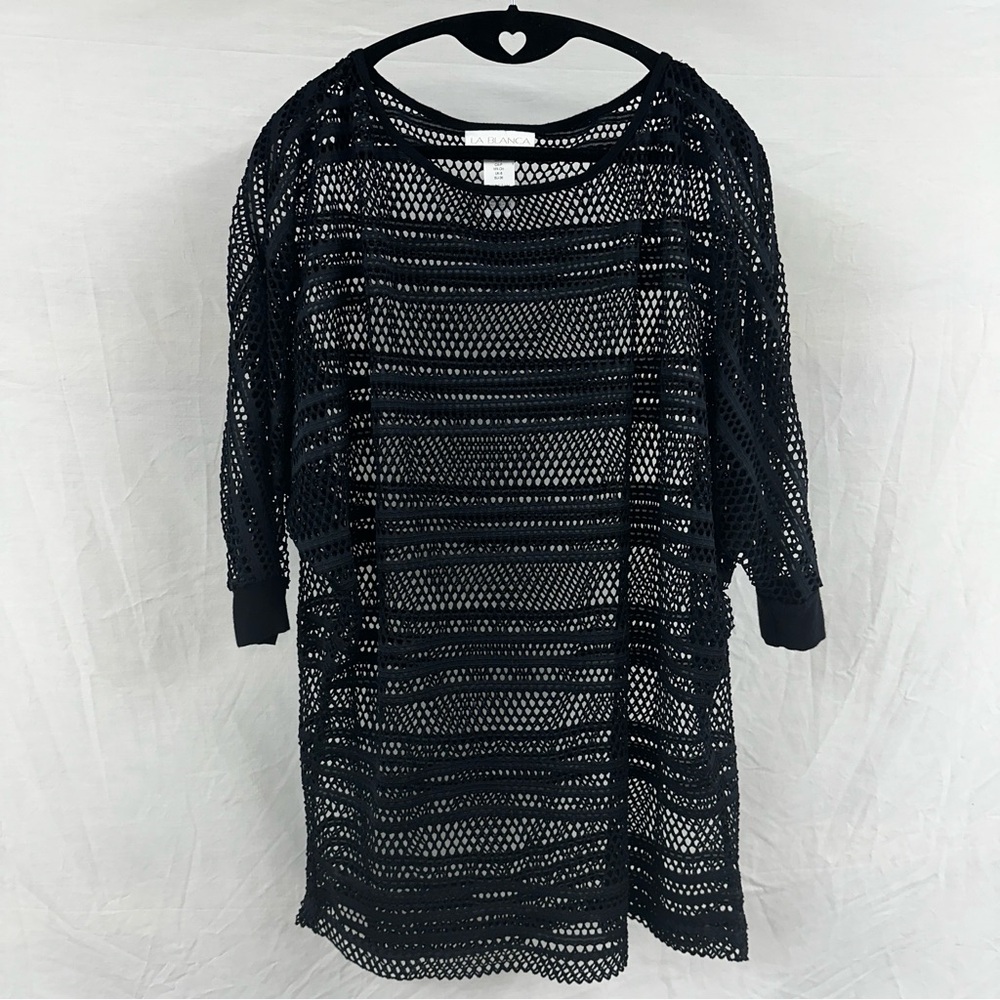 La Blanca Swim Cover Up Black Vacation Summer Resortwear Size Small Dress Sheer